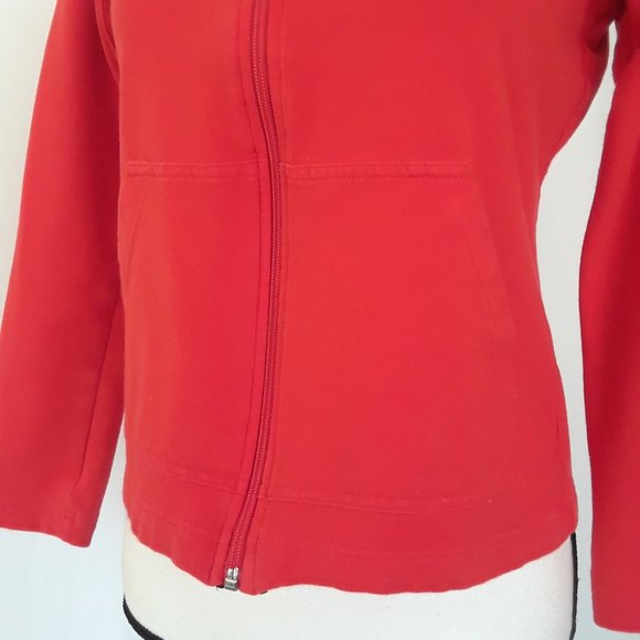 Liz Claiborne Red Mock Neck Front Zip Fitness Sweater - Picture 9 of 13